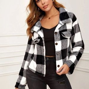 Button Front Buffalo Plaid Jacket